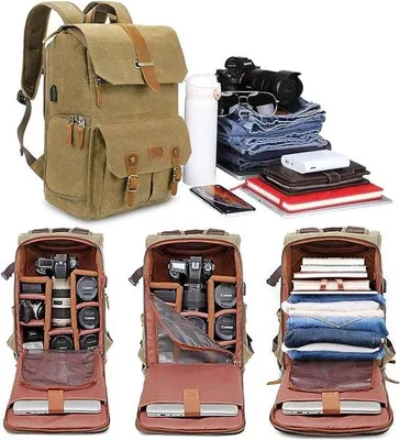 Produktbild von Famanu Kamerarucksack 15,6 Zoll USB - Khaki