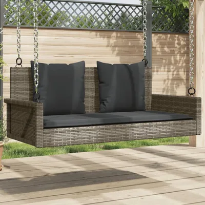 Produktbild von Möbel Hängebank mit Kissen Grau 119x56x48 cm Poly Rattan - Gartenbänke 365631
