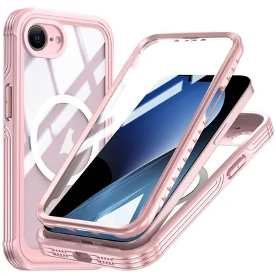 Obrázek produktu pro Pouzdro na mobil MagSafe pro Apple iPhone 17e / 16e, 360° hybridní pouzdro s rámečkem, růžové