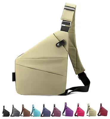 Imagen del producto de Riñonera antirrobo - 32x23x1 cm - Ligera y espaciosa - Bandolera para la derecha – para hombres, ideal para senderismo - Color caqui