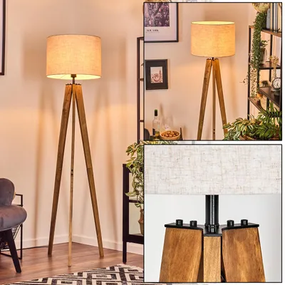 Produktbild von Schiavonea Stehlampe aus Holz/Metall/Stoff in Natur/Schwarz/Beige
