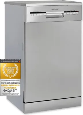 Produktbild von Exquisit Geschirrspüler GSP9109-030E silber | Spülmaschine 45 cm | ECO-Modus | Maßgedecke: 9 | Standgerät