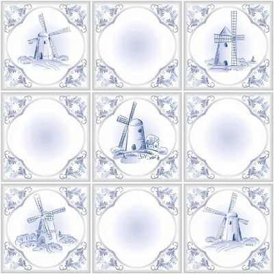 Image de Autocollants imitation carrelage pour la cuisine et la salle de bains – 9 autocollants imitation carrelage de Delft – 9 autocollants de 10 x 10 cm