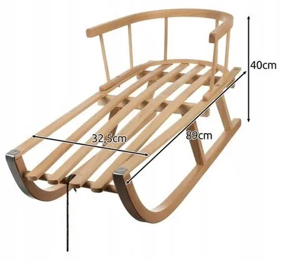 Obrázek produktu pro Kruzzel 25217 Sáňky celodřevěné s opěradlem a provázkem, 90 cm