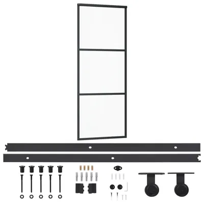 Zdjęcie produktu dla vidaXL Drzwi przesuwne z okuciem ESG szkło i aluminium 76x205 cm