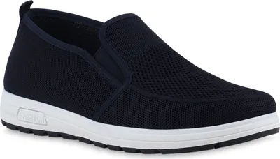 Produktbild von VAN HILL Herren Slip Ons Sportschuhe Sportliche Strick Profil-Sohle Schuhee 841706, Farbe: Dunkelblau, Größe: 43