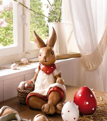 Image de Lapin décoratif "Repos" en pierre artificielle, hauteur 31 cm, lapin de Pâques