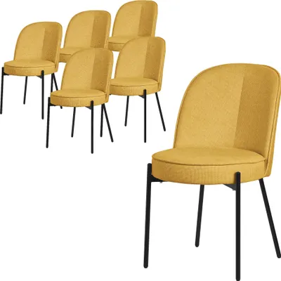 Immagine prodotto di ML-Design sedie da pranzo set di 6 sedie da cucina senape in poliestere con gambe in metallo sedia da soggiorno con schienale sedie imbottite per sala da pranzo cucina
