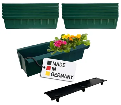 Produktbild von BURI 10 Euro-Paletten Blumenkästen-Einsätze inkl. Bewässerungsmatte | mit Hängesystem zum Einhängen | 37,3cm Dunkelgrün | Pflanzkasten für Europalette Palette | Balkonkasten | Blumentopf | extrem stabil