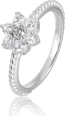 Image de Bague en argent avec fleur AGG211, 50 mm