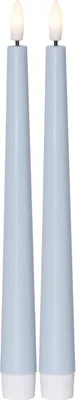 Produktbild von LED Kerze Candy 2er Set Batterie + Timer flackernd hellblau H 26cm