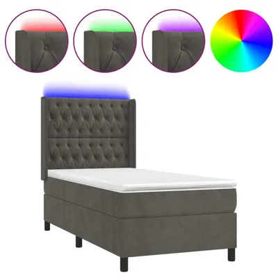 Obrázek produktu pro vidaXL Postel Boxspring s matrací a LED diodami Dark Grey 90x190 cm Velvet