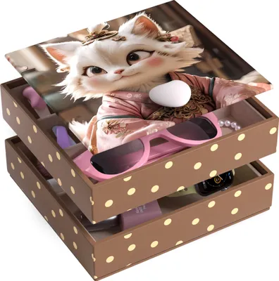 Immagine prodotto di AdelDream portagioie organizzatore di gioielli portagioie con 2 livelli portagioie portagioie regalo per donna figlia Un gatto