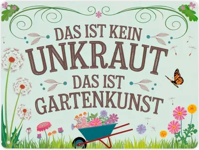 Produktbild von Gartenarbeit Metallschild XL in 21x28 cm - Kein Unkraut sondern Gartenkunst