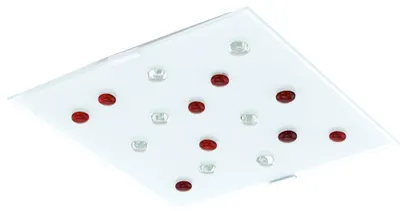 Produktbild von Design LED Deckenleuchte mit roten Glassteinen SANTIAGO 1