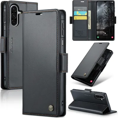 Image de Etui pour Samsung Galaxy A26, carte de blocage RFID, étui en cuir avec fonction stand, noir