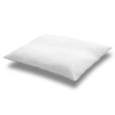 A white pillow is shown on a white background.