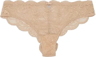 Produktbild von EMPORIO ARMANI Damen Brazilian Brief Virtual Lace Slips S M L XL, Farbe:Beige, Wäschegröße:XL, Artikel:-08250 karamell