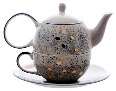 Produktbild von Teeset "Sao" aus Keramik mit Goldauflage, 4-teilig, Kanne: 0,4 l, Tasse: 0,2 l