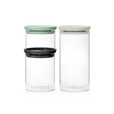 Obrázok produktu pre Brabantia 100550, Set univerzálnych kontajnerov, Sklo, Plast, Priehľadná, Vyklápacie veko, Kolo