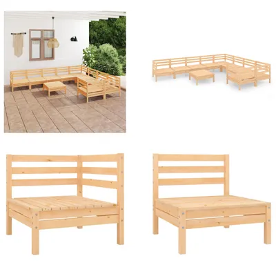 Produktbild von vidaXL 10 tlg. Garten Lounge Set Massivholz Kiefer - Gartenmöbel Set - Gartenmöbel Sets - Gartengarnitur - Gartengarnituren
