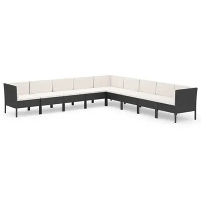 Immagine prodotto di Set Divani da Giardino 9 pz con Cuscini in Polyrattan Nero