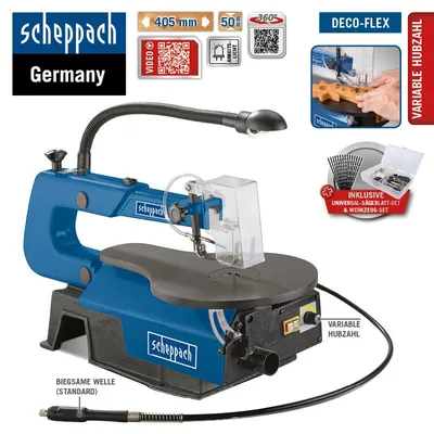 Produktbild von Scheppach Dekupiersäge SET 64 tlg Werkzeugset 60 Sägeblätter DECO-FLEX **
