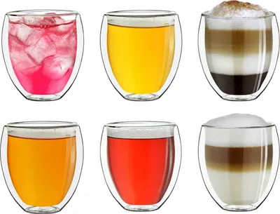 Produktbild von Creano doppelwandige Gläser 400ml „DG-Bauchig“, 6er Set, großes Thermoglas doppelwandig aus Borosilikatglas, Kaffeegläser, Teegläser, Latte Gläser, Doppelwandgläser