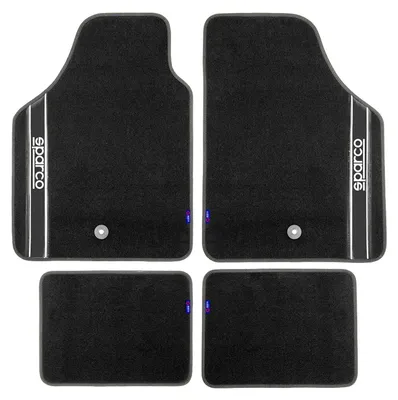 Imagen del producto de Alfombrillas universales para coche SPARCO, tipo moqueta, para todo tipo de clima, color negro, juego de 4 unidades