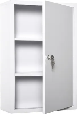 Produktbild von Medizinschrank Arzneischrank zur Medikamenten-Aufbewahrung, Abschließbar Medikamentenschrank Metall mit 3 Fächern Erste-Hilfe-Schrank, 40 x 18 x 60 cm, Weiß