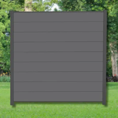 Produktbild von WPC Zaun Komplettset Sichtschutzzaun Gartenzaun Alupfosten Anthrazit 180x180 cm 3 Zäune + 4 Pfosten