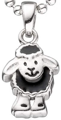 Produktbild von Anhänger schwarzes Schäfchen Schaf 925 Silber mit Lackeinlage Halsschmuck Kinder
