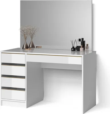 Produktbild von Schminktisch Livinity Imola Weiß/Gold 120 cm mit Spiegel, Model 52453