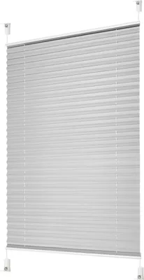 Produktbild von Plissee Faltrollo Jalousie Klemmfix ohne Bohren Alu Profil blickdicht Rollo hellgrau 80cm 180 - 220cm