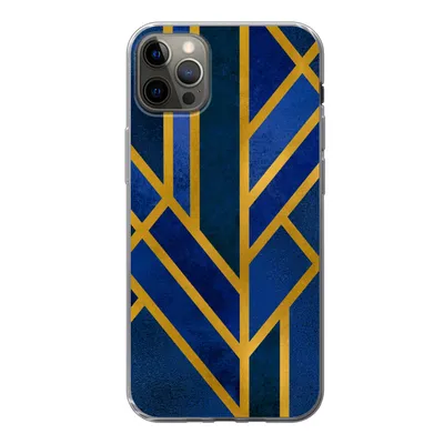 Produktbild von MuchoWow® Handyhülle Schutzhülle Hülle für iPhone 13 Pro Max Gold - Blau - Luxus Silikon Softcase Handy Hülle - Mobiltelefon