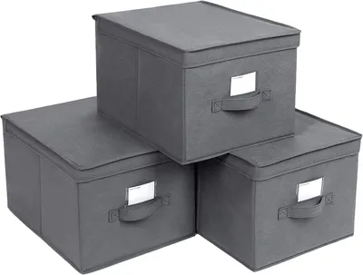 Productafbeelding van Opbergboxen opvouwbaar - Set van 3 - Met scharnierdeksel en labelhouder - 40 x 30 x 25 cm