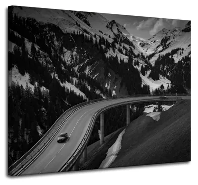 Produktbild von Leinwanddruck Naturstraße durch die Berge 100x80 cm