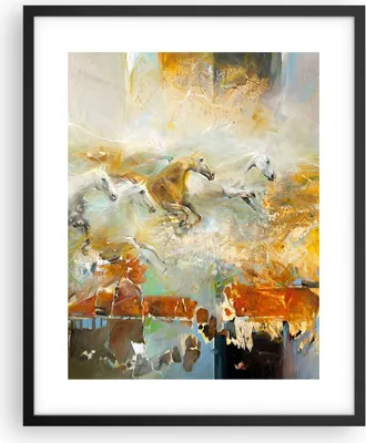 Produktbild von Gerahmtes Poster - Schwarzer Rahmen - Pferde Galopp Modern - 40x50 cm - Wand Bild - Wanddeko - Wandbilder - Kunstposter - Wandposter - Bilderrahmen - Bilder - Kunstdruck - P2BPA40x50-4506