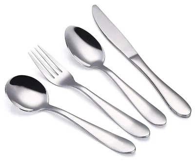 Produktbild von Kinderbesteck Set 4-teilig 18/10 Edelstahl Chrom Spiegelpoliert 1 Gabel 2 Löffel 1 Messer