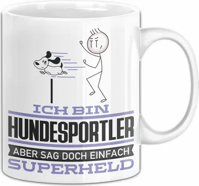 Produktbild von Hundesportler Geschenk Tasse Ich Bin Hundesportler Aber Sag Doch Einfach Superheld Lustige Geschenkdiee für Hundesportler Kaffee-Becher (Weiß)