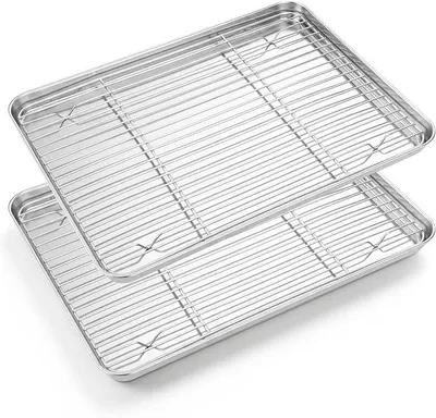 Produktbild von PolkaHome® Backblech mit Kühlrost-Set (4-teilig, 40,5 x 30,5 x 2,5 cm)