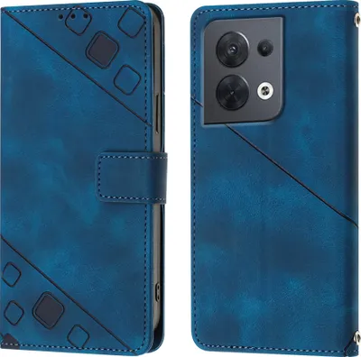 Produktbild von Hülle für OPPO Reno8 5G Prägung Flip Leder Brieftasche Schutzhülle mit Ständer Blau