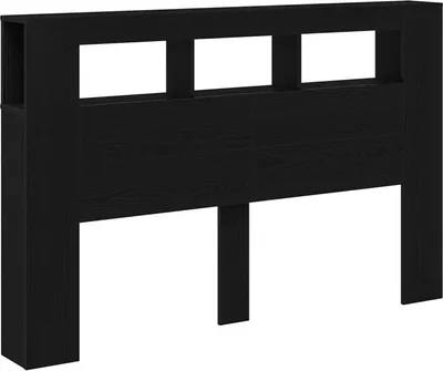 Image de vidaXL Tête de lit LED noir imitation chêne 160 x 18,5 x 103,5 cm