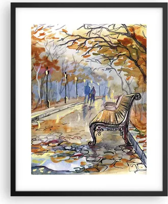 Produktbild von Gerahmtes Poster - Schwarzer Rahmen - Path Bench Herbst Frau - 40x50 cm - Wand Bild - Wanddeko - Wandbilder - Kunstposter - Wandposter - Bilderrahmen - Bilder - Kunstdruck - Wandbild - P2BPA40x50-3000