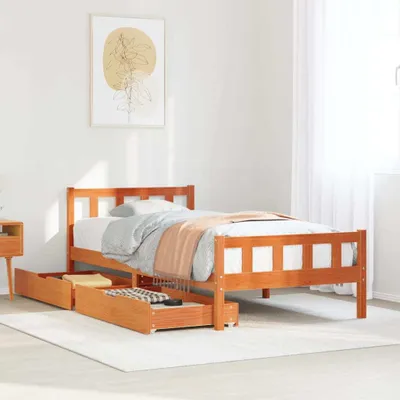 Produktbild von Massivholzbett ohne Matratze Wachsbraun 75x190 cm Kiefernholz, Klassische Betten 2024 Neu DesignMöbel