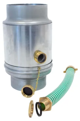 Produktbild von ZAMBELLI Regenwassersammler 100mm Silber inkl. Schlauchanschluss für Regentonne, Wassersammler aus korrosionsbeständigem Titanzink, Einfache Montage