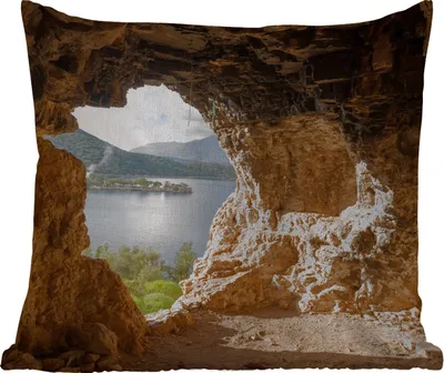 Produktbild von MuchoWow® Outdoor Kissen - Wasser - Höhle - Natur - Landschaft - 45x45 cm - Wetterfest - Lounge Kissen - Fotokissen - Dekoratives Kissen