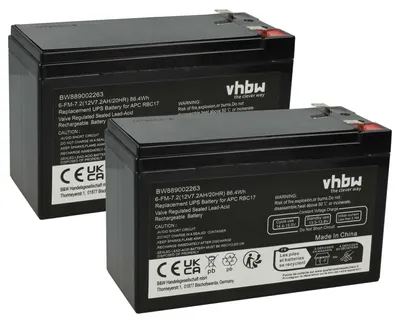 Produktbild von vhbw 2x Akku Ersatz für Daitem BATV18 für USV (7,2 Ah, 12 V, AGM)