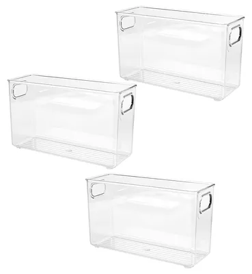 3er-Set Kühlschrank-Organizer mit Griff, 26,1x9,7x15,3 cm, transparent