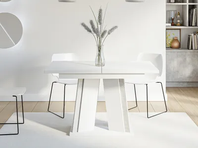 Immagine prodotto di Tavolo da cucina allungabile 120x80 cm FERDEK 1 - cemento / bianco lucido